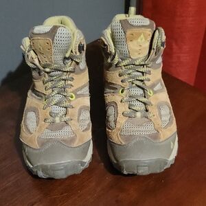 Vasque Brown and Gray Hiking Boots with Lime Accents